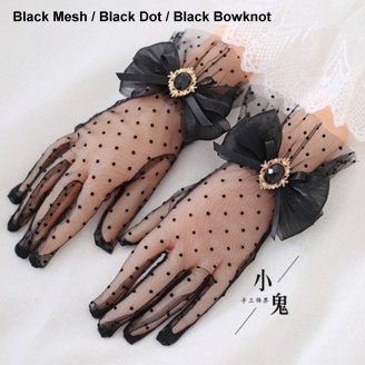 Mesh Bowknot Lolita Gloves (LG72A)